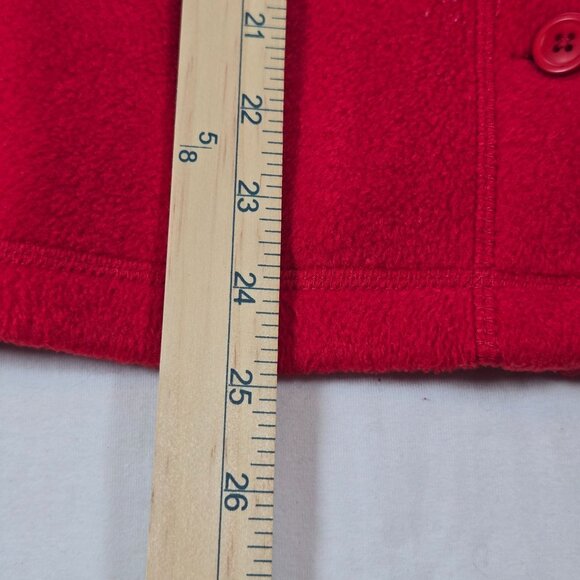 Vintage Red Fleece Cardigan With Embroidered Cat & Yarn Patterns - Picture 6 of 12